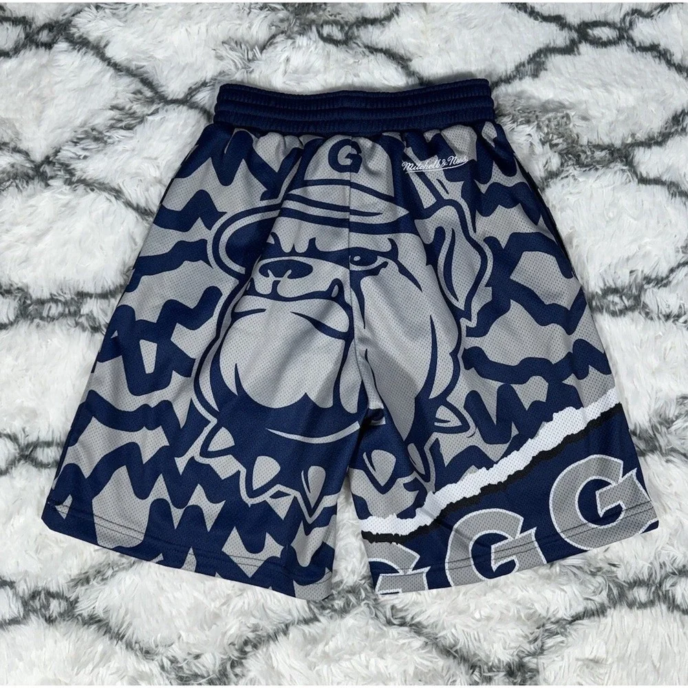 MITCHELL & NESS Georgetown Jumbotron 2.0 Sublimated Shorts Blue Mens S *NEW* $75